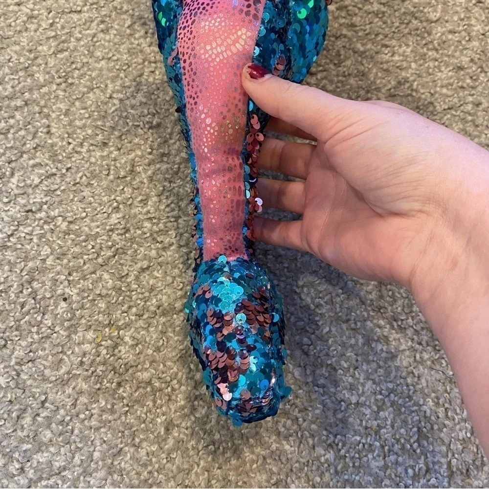 TY Flippables Tremor the Dinosaur Sequin Plush Stuffed Animal Blue Pink Kids Toy
